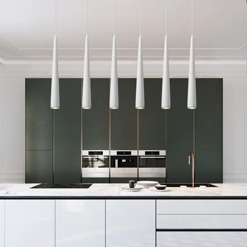 北欧円錐形シャンデリアブラックゴールドロングチューブ-led-バーダイニングルームペンダントライトモダンシンプルホテルレトロランプランタン