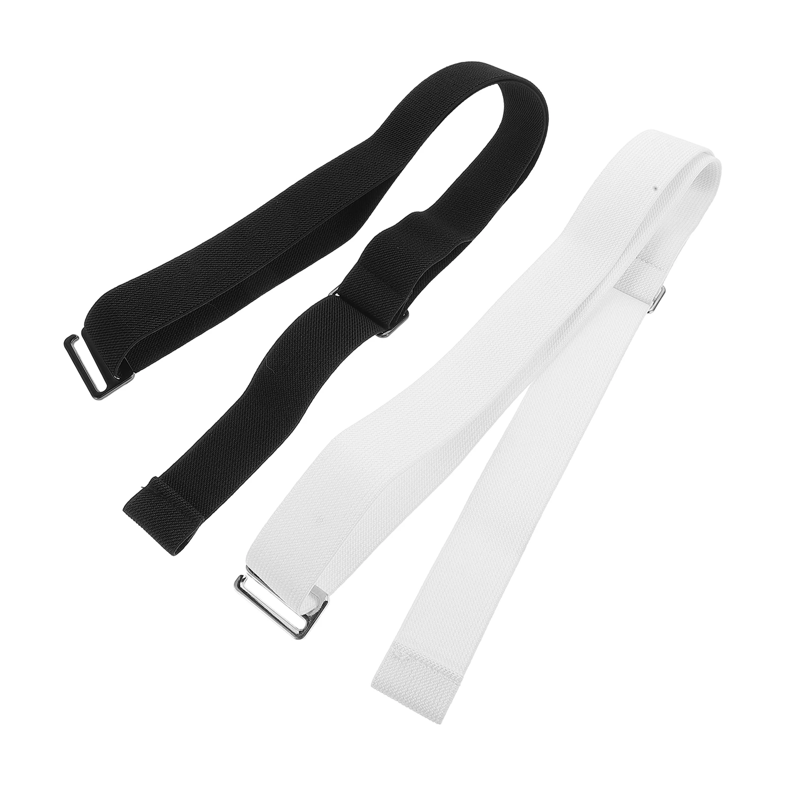 

2pcs Invisible Elastic Waist For Women Men Stretch Belt Flat Buckle Adjustable Thin Dress Jeans Belt Black White