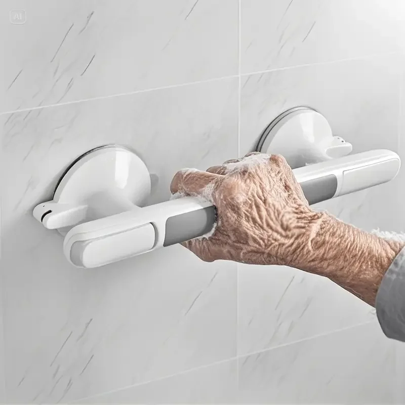 1Pc Elderly Safety Grab Bar - No Drilling Required for Installation, Non-Slip Bathroom Handle with Strong Suction Cup, Heavy-Duty Plastic Structure, Suitable for Bathrooms, Kitchens, Living Rooms - Fall Protection for the Elderly, Easy to Install on Tiles, Glass, and Hard Plastic Surfaces - Suitable for Elderly and Disabled People, Bathroom Grab Bar for the Elderly, Elderly Support, Stylish Design, Durable Structure, Home Safety, Minimalist Design, Sturdy