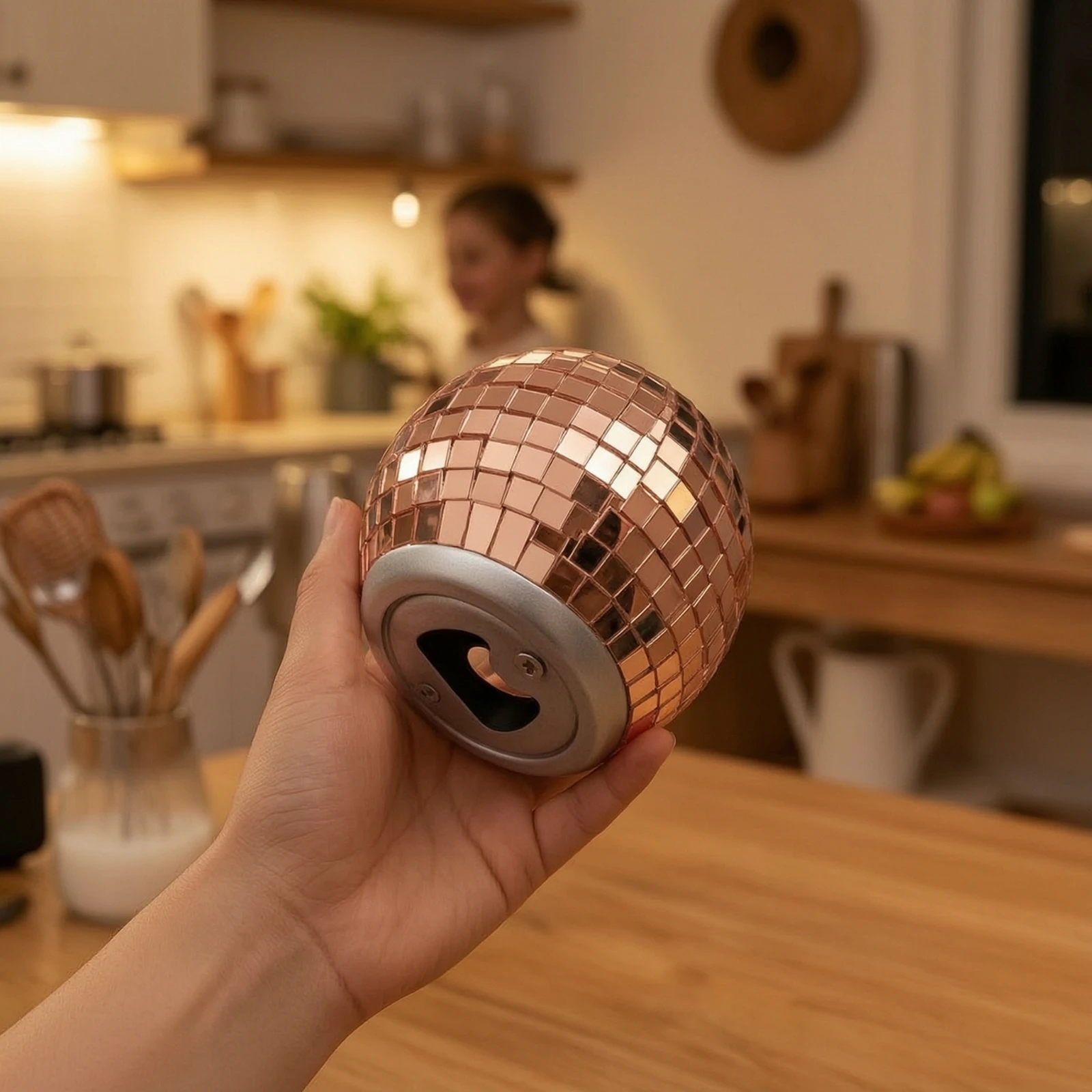 Disco Ball Bottle Opener Mirrored Bottle Opener with Mirror Tiles Reflective Eye-Catching for Party Hosts, Parties, Home Bar