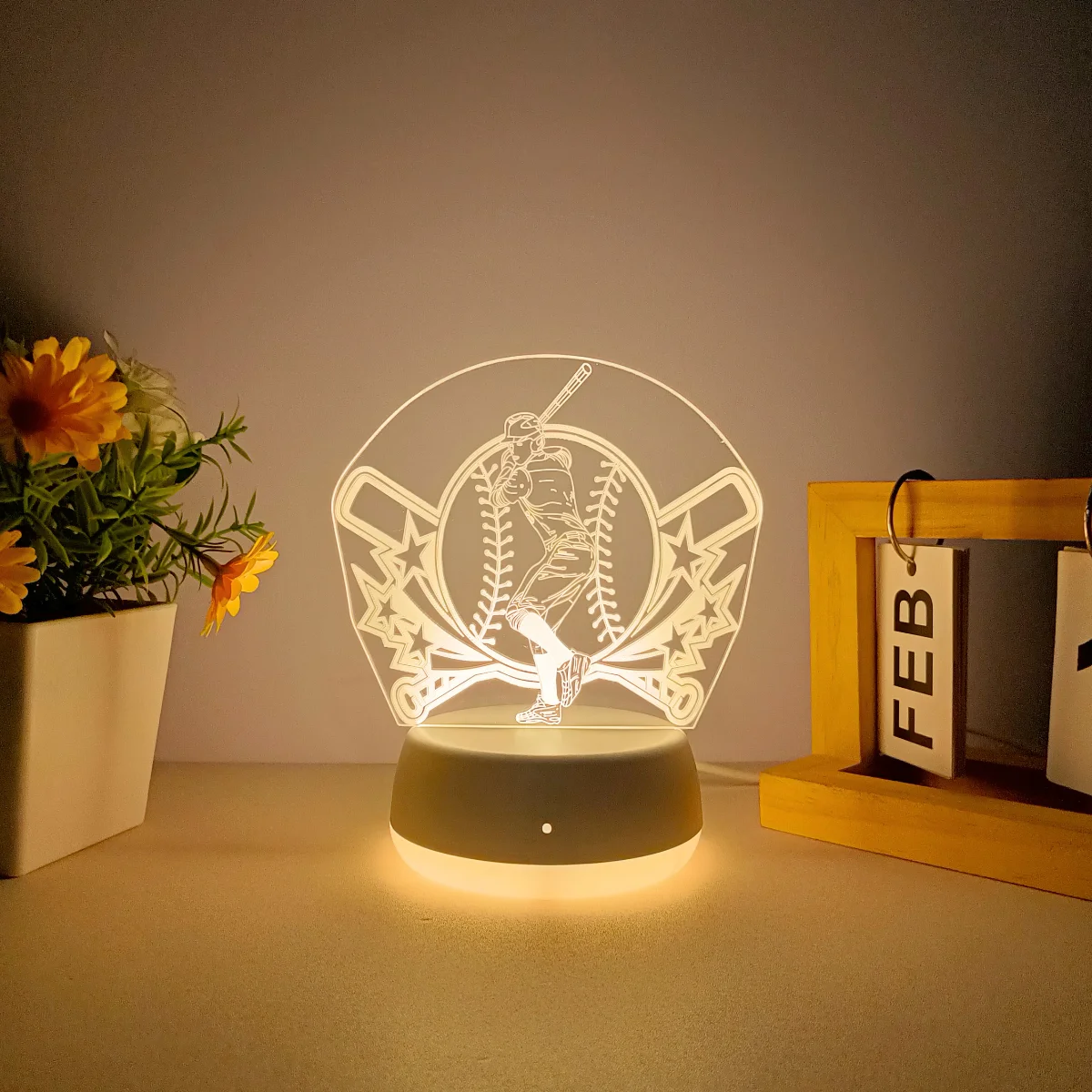 1pc Baseball Shaped 3D Night Light, Energetic Sports Style Night Light, Home Decoration Light, USB Power Supply, Switch Control