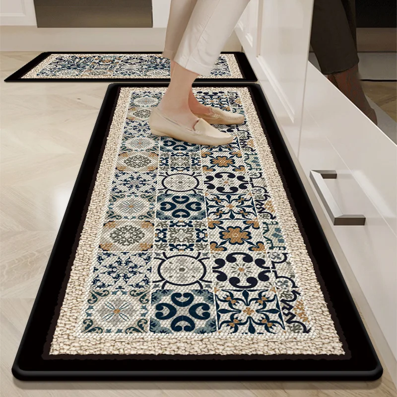 VIKAMA Nordic Kitchen Carpet Water And Oil Absorbent, Dirt-Resistant Anti-Slip Suitable For Laundry Room Foot Mat For Home Decor