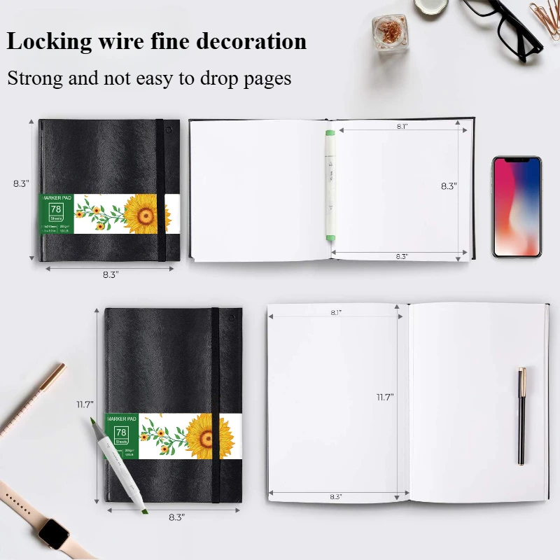 كراسة رسم 24K/A4 78 ورقة/60 ورقة لرسم علامة أكريليك مناسبة للطلاب والمعلمين والفنانين المبتدئين