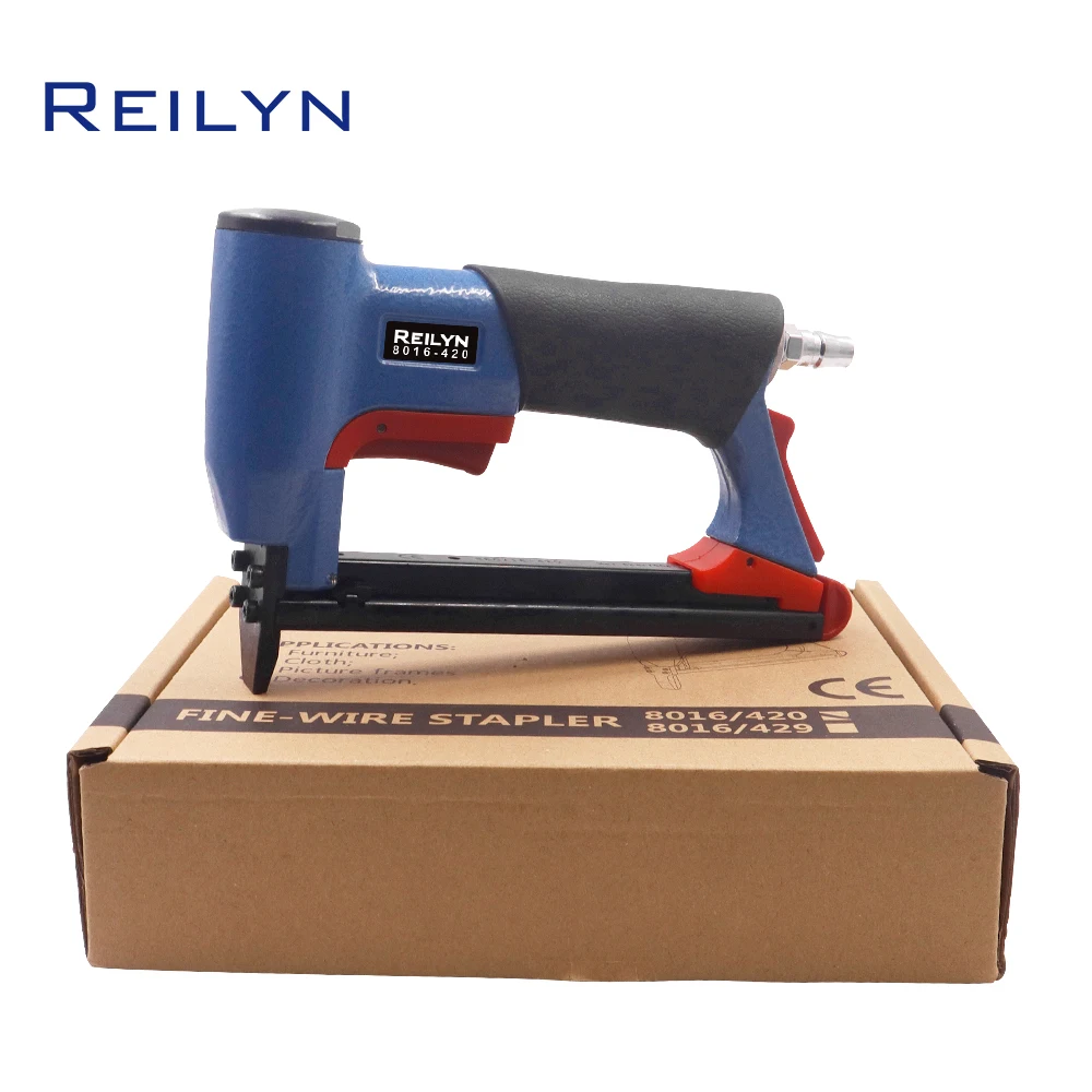 Imagem -03 - Pistola de Grampeador de Construção Pneumática Nariz Longo Fine Wire Nailer tipo u Estofados Carpintaria Móveis Ferramentas para Sofá 8016 616 mm
