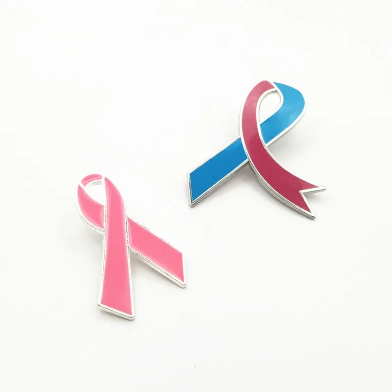 Fashion Pink Ribbon Breast Cancer Awareness Lapel Pins Enamel Red Blue Black Green Purple Badge Women Brooch Jewelry Wholesales