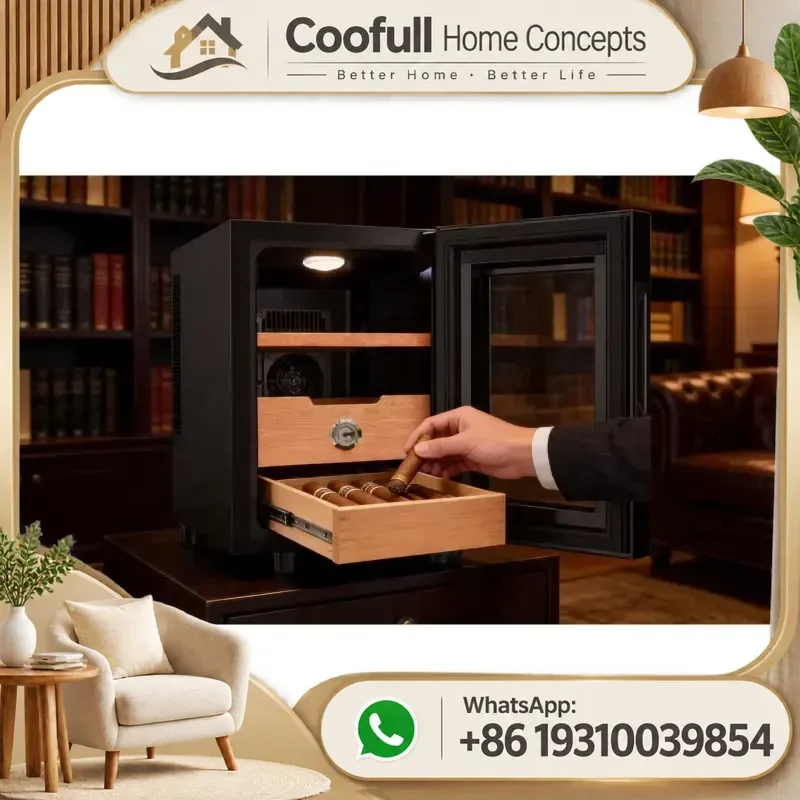 Mini Electric Cigar Humidor Cabinet 16L Glass Door Cooler Thermostat Humidification Storage Box for 100 200 300 Cigars 220V