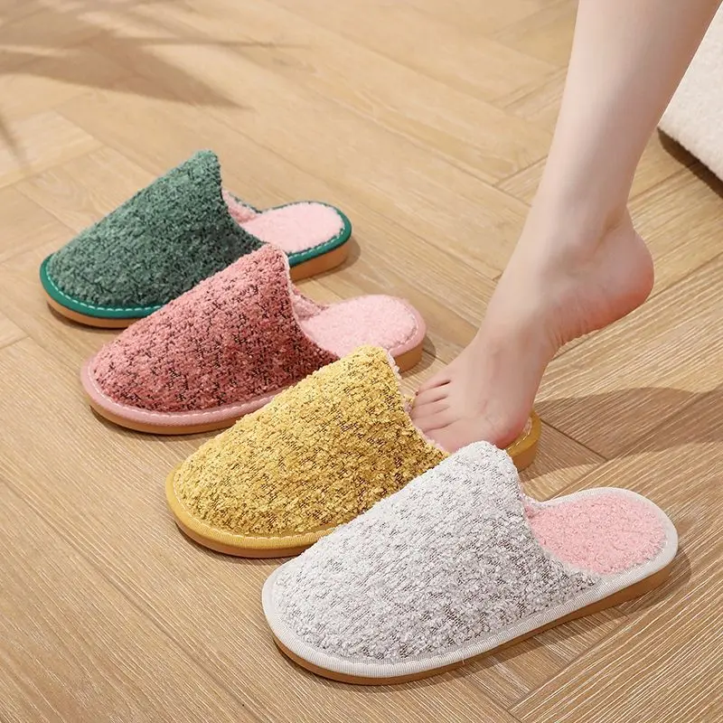 

Autumn and Winter Non-slip Women's Home Lint Slippers Non-slip Indoor Warm Home Couple Bedroom Men