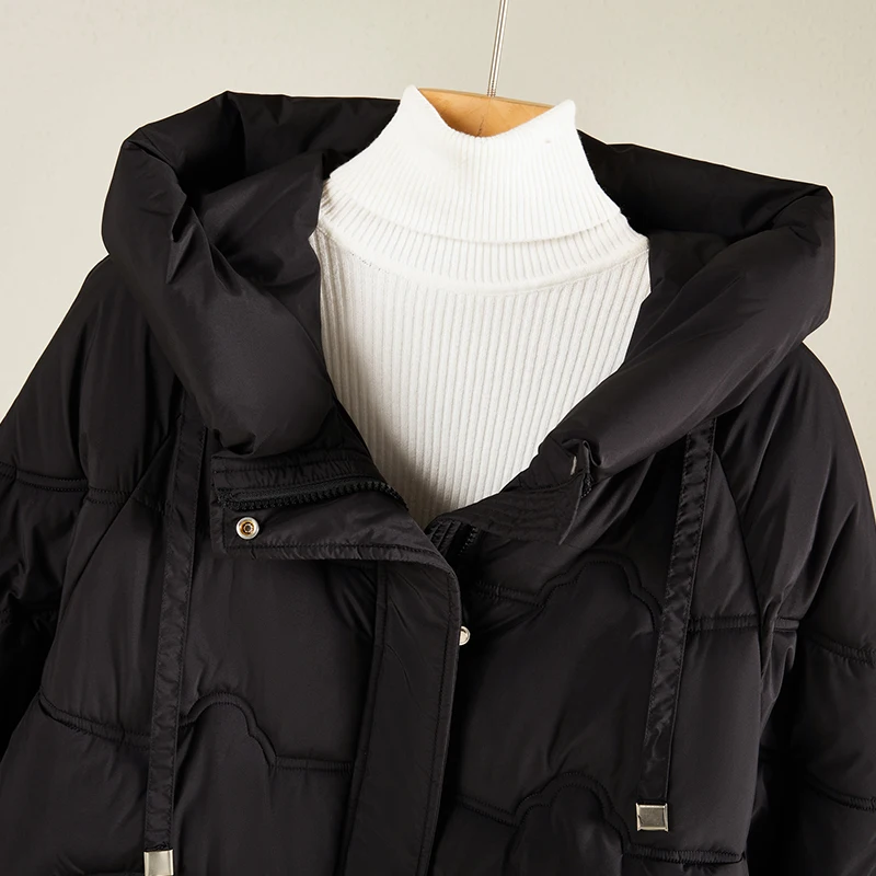 Manteau d'Hiver Épais à Capuche pour Femme, Veste Élégante, Chaude, en Coton Rembourré, Parka à Manches sulf, avec Poches, Vêtements d'Extérieur