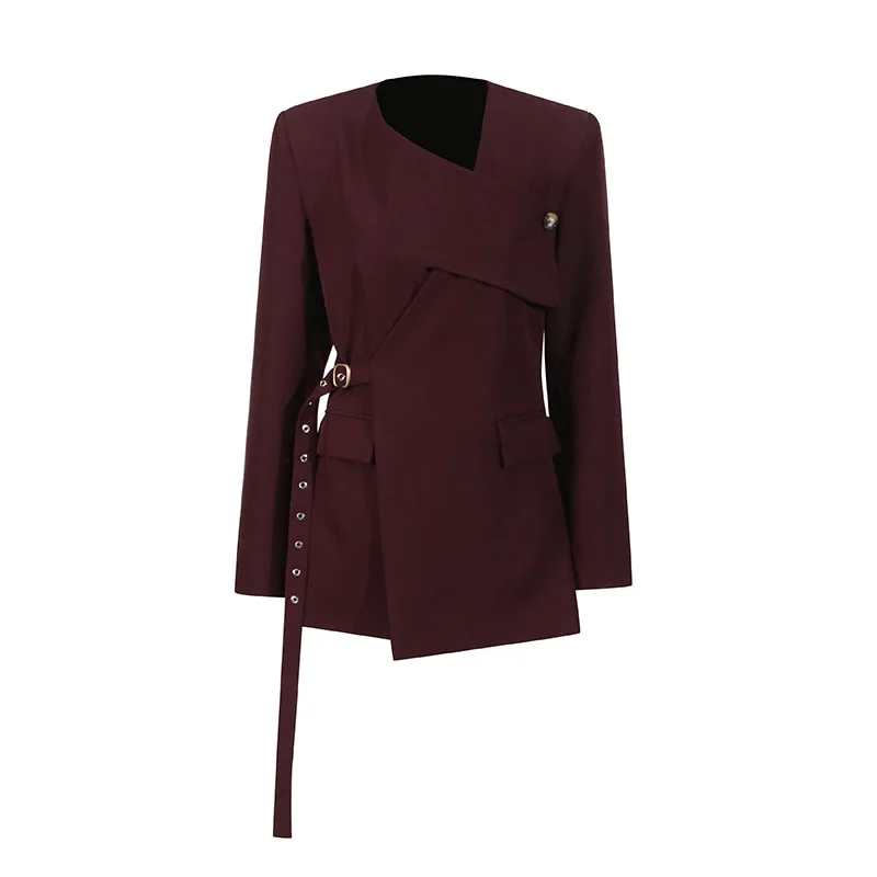 

Женский универсальный пиджак с v-образным вырезом и поясом, повседневная удобная осенняя модная верхняя одежда в стиле поездок на работу