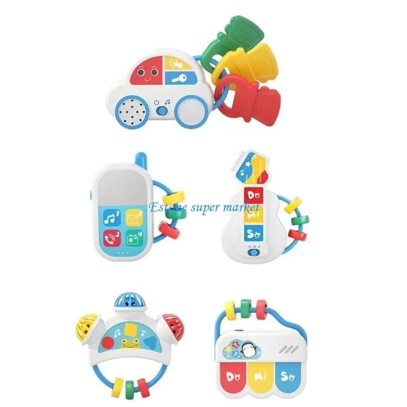 090B Babyrammelaar Speelgoed Muziekinstrument Muziektelefoon Zintuiglijk speelgoed Pasgeborenen Cadeau Muzikale shaker Telefoon