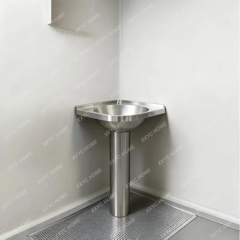 A 304 stainless steel triangular column basin balcony floor washbasin small apartment simple washbasin