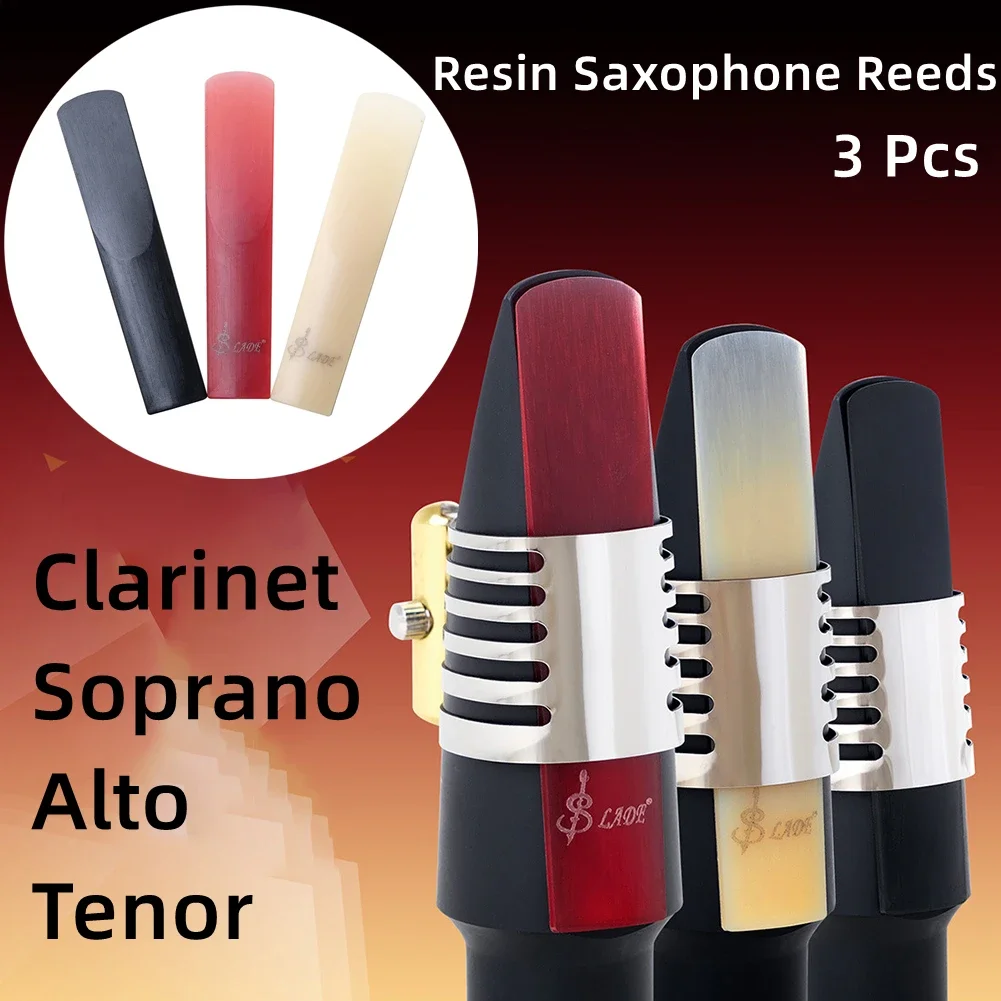 3 pçs resina plástico saxofone palhetas peças para clarinete soprano alto tenor sax instrumentos profissionais saxofone acessórios