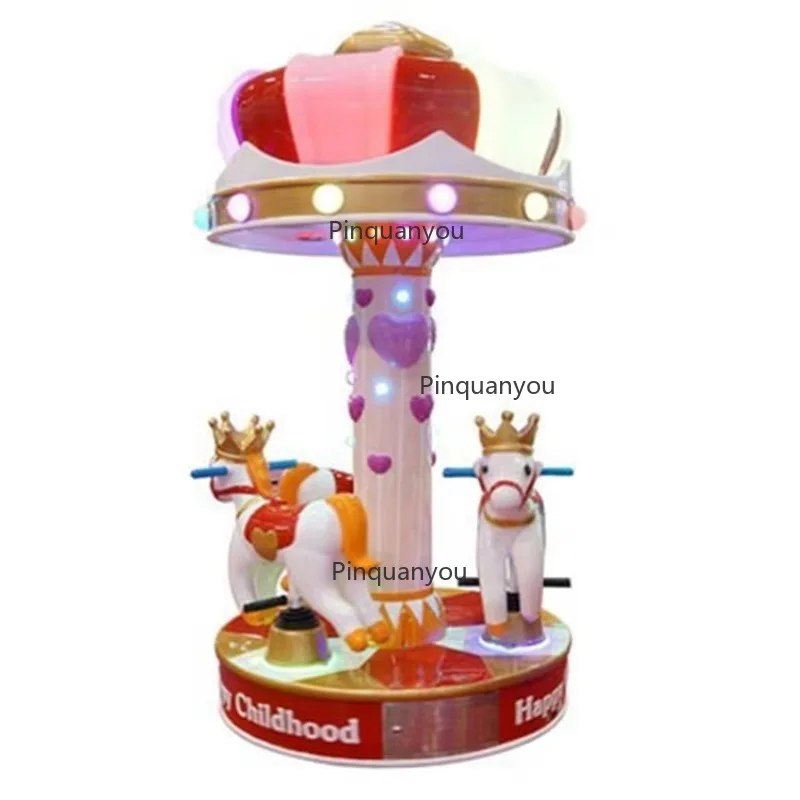 

High Quality Fiberglass Material Amusement Park Merry Go Round Kids Carousel Horse 3 Seats Mini Carousel