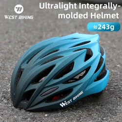 WEST BIKING-casco de ciclismo ultraligero moldeado integralmente para hombre y mujer, casco de carreras, gorra de seguridad para ciclismo, accesorios para bicicleta de montaña y carretera