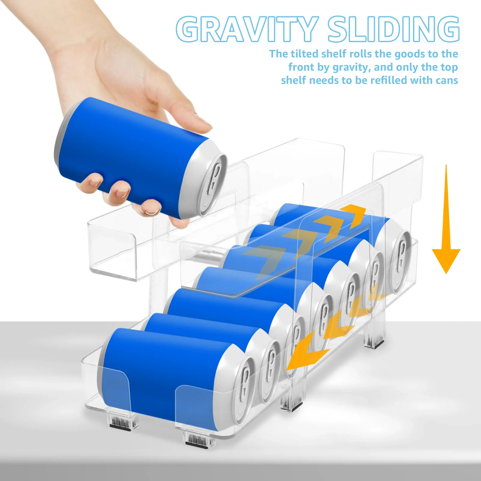 

2Pcs Soda Can Organizer 2 Tiers Beverage Dispenser Rack Width Refrigerator Freezer Organizers Can Dispenser Kitchen Accessories