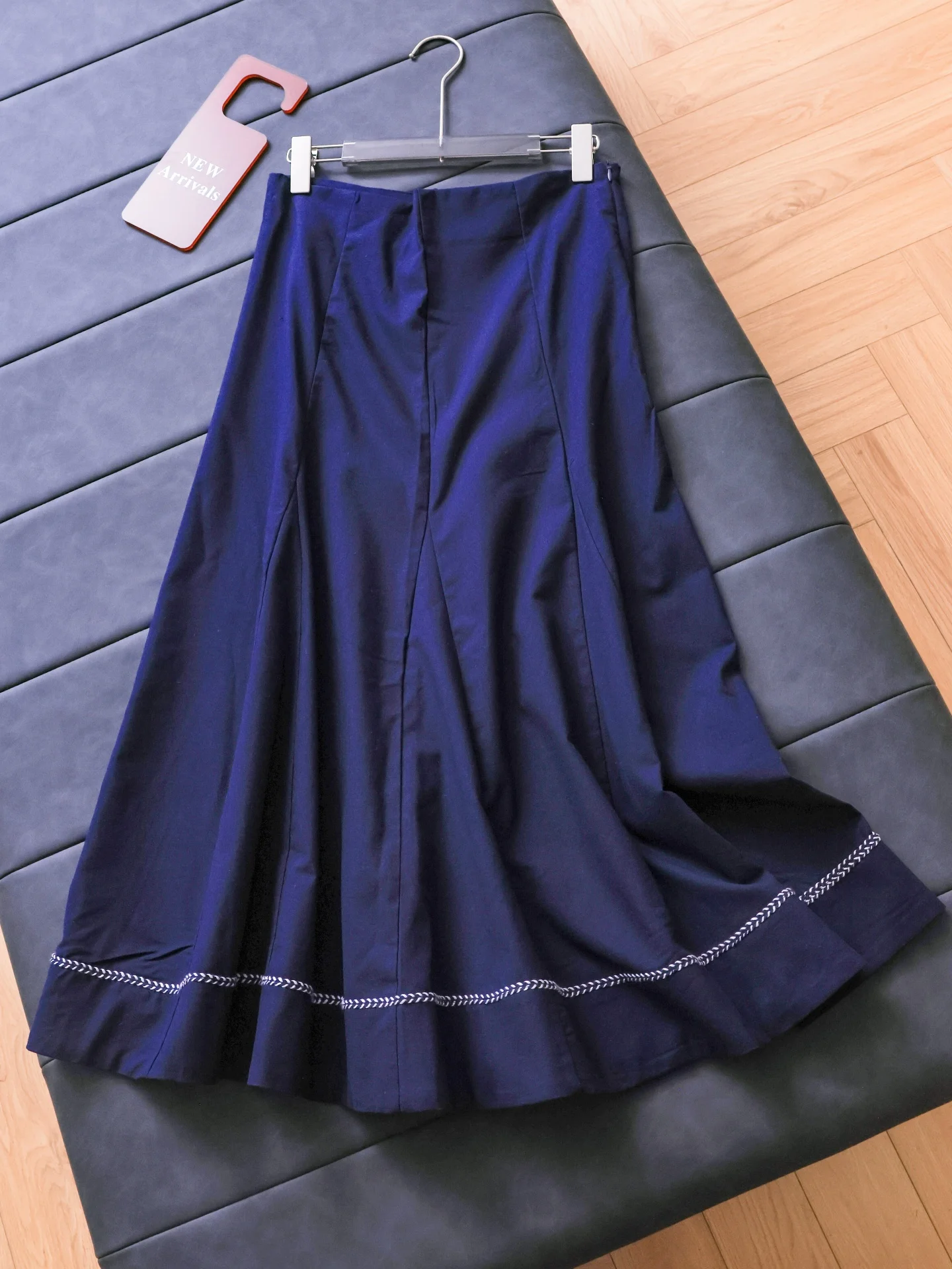 High Waist Embroidered Color Block A-Line Skirt Casual Fashion Long Skirt Summer New Women's Skirt Half Body Skirt T729