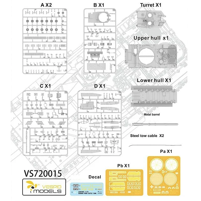Vespid Model  1/72  Scale Model Kit  VS720015 Modern Main Battle Tank  German Leopard 2A7+