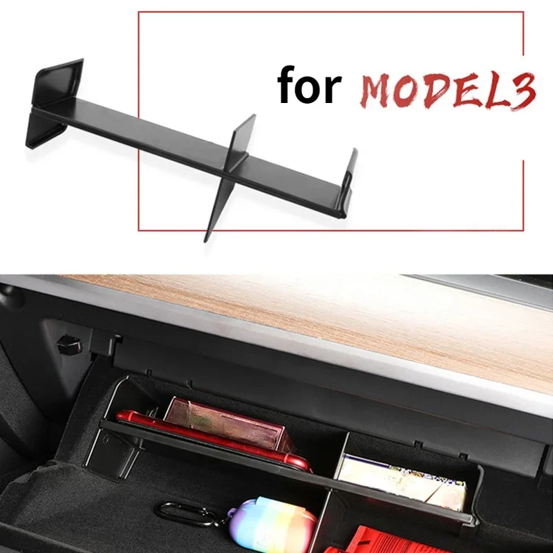 For Tesla Model 3 2021 Car Copilot Storage Box Glove Box Layered Sorting Board Car Storage Finishing Interior Accessories