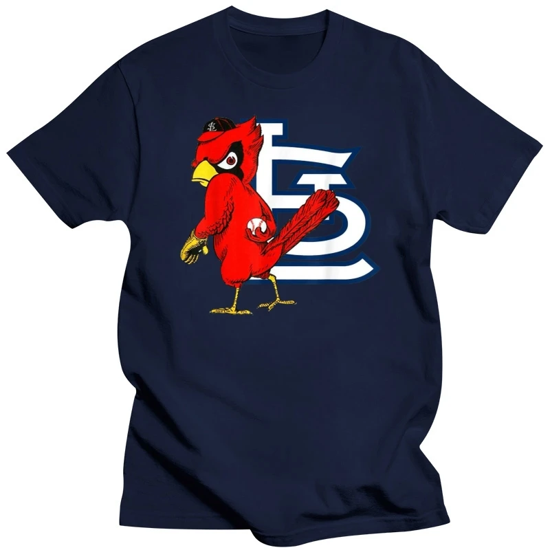 St Louis Cardinal Sports Baseball Mascot Logo Black T-Shirt For Fans S-3Xl Plus Size Clothing Tee Shirt