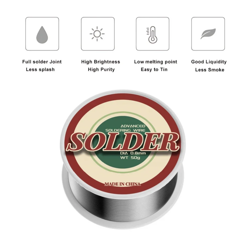 Solder Wire Small Roll 2Pcs Electrolytic Welding Wire High Brightness Activity Leaded Solder Wire Tin Roll