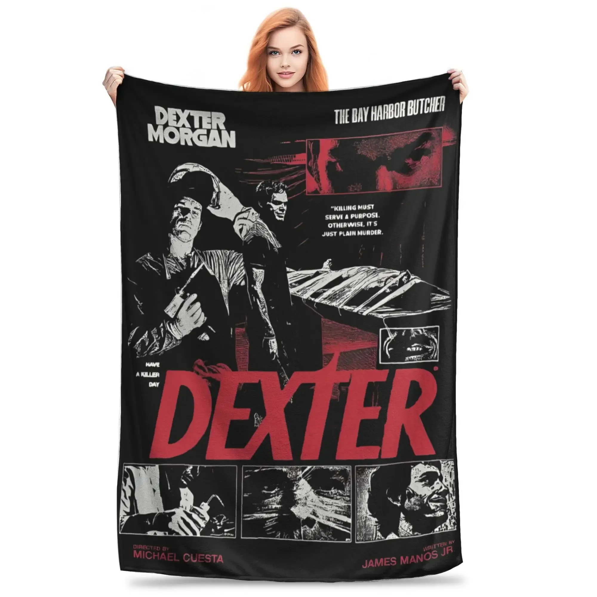 Dexter الدراما التلفزيونية مورغان بطانية محبوكة فيلم الرعب أفخم رمي بطانية أريكة تتحول لسرير مطبوعة لينة الدافئة المفارش #4