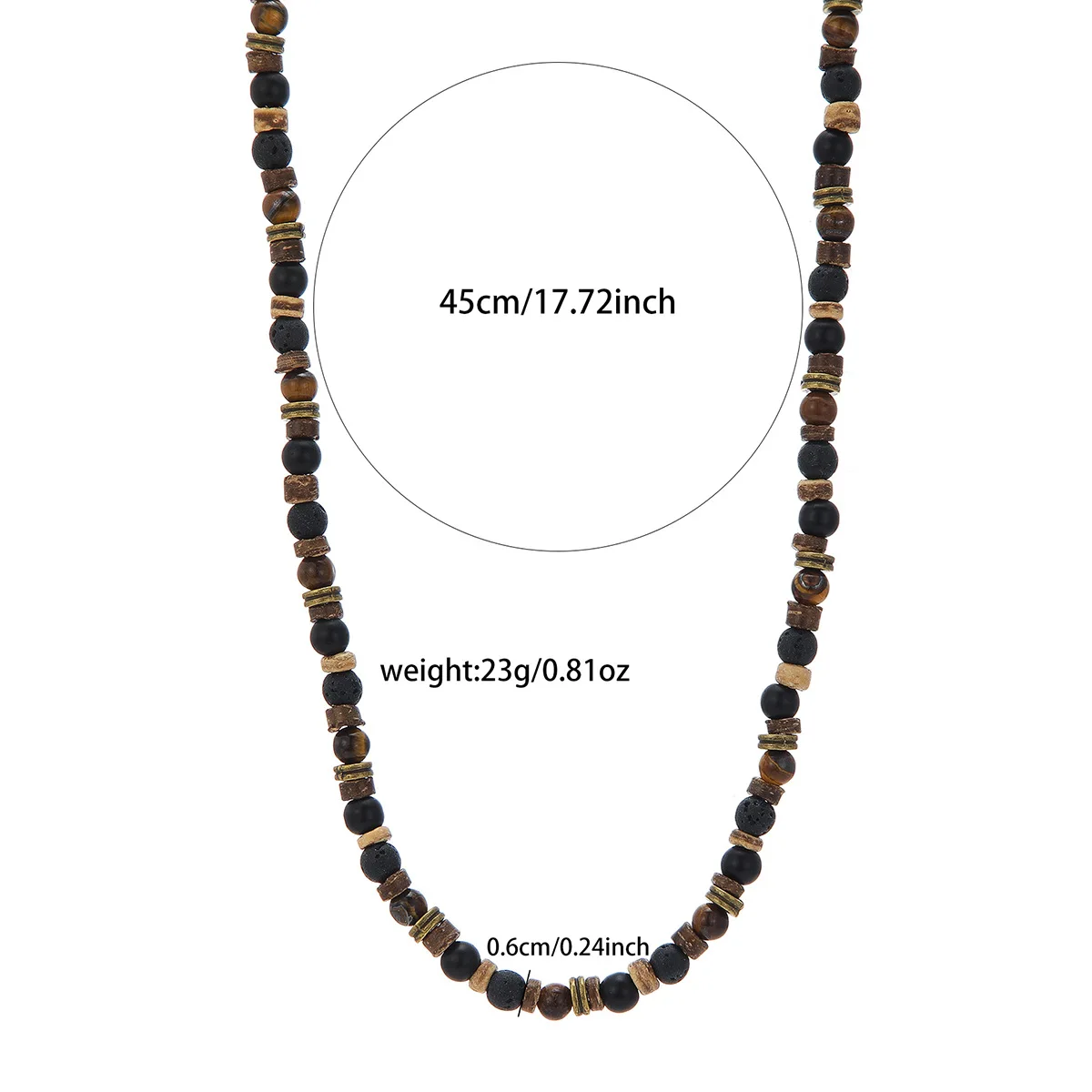 Hip-Hop-Tiger-Augen-Stein-Kokosnuss-Holzperlen-Choker Retro-Herrenkettenhalskette Modischer Damenschmuck Trendige Accessoires – Detail 6