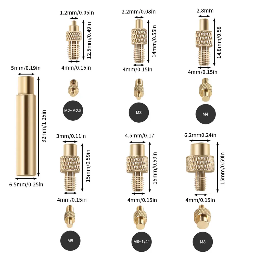 Stealth Press Kit Heat Set Insert Press Tool Soldering Iron Tip Thread Heat Insert Nut Embedded Kit M2-M8 For 3D Printing Parts