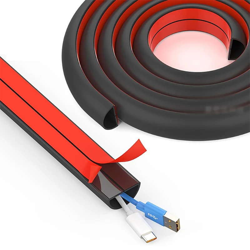 1M Ground Wire Slot Exposed Installation Cable Protector Self-Adhesive PVC Wire Protection Strip Insulation Cord Protection Cove