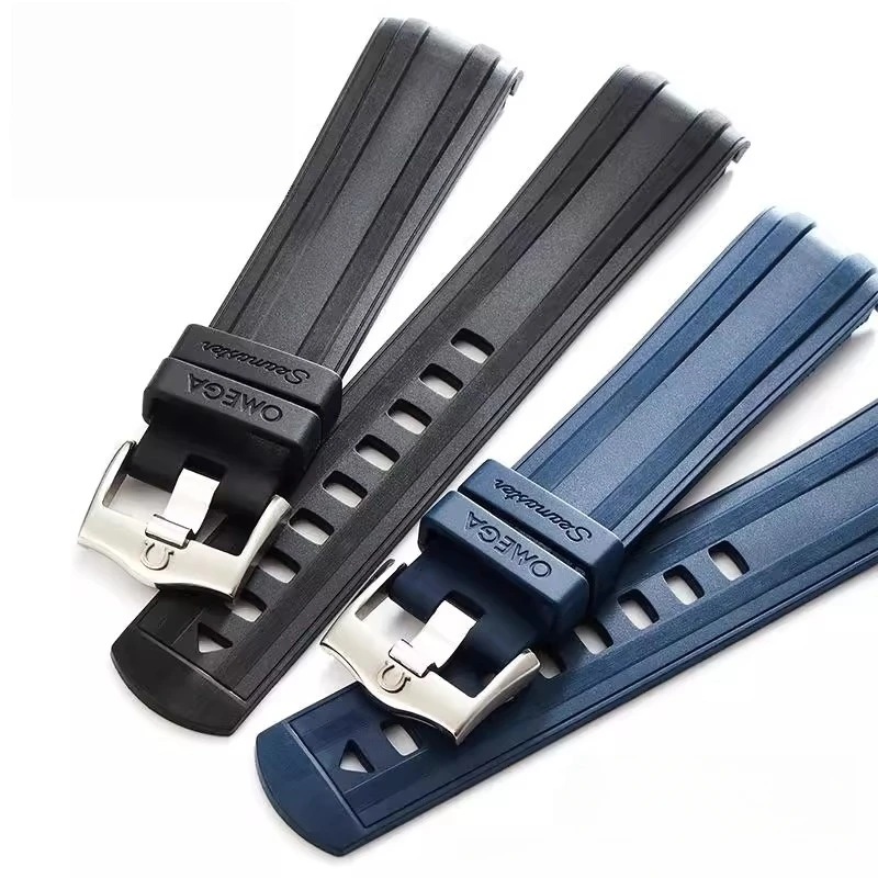 Fit สําหรับ Omega Seamaster 300 สายนาฬิกา Original Design FKM ยางพร้อมโลโก้