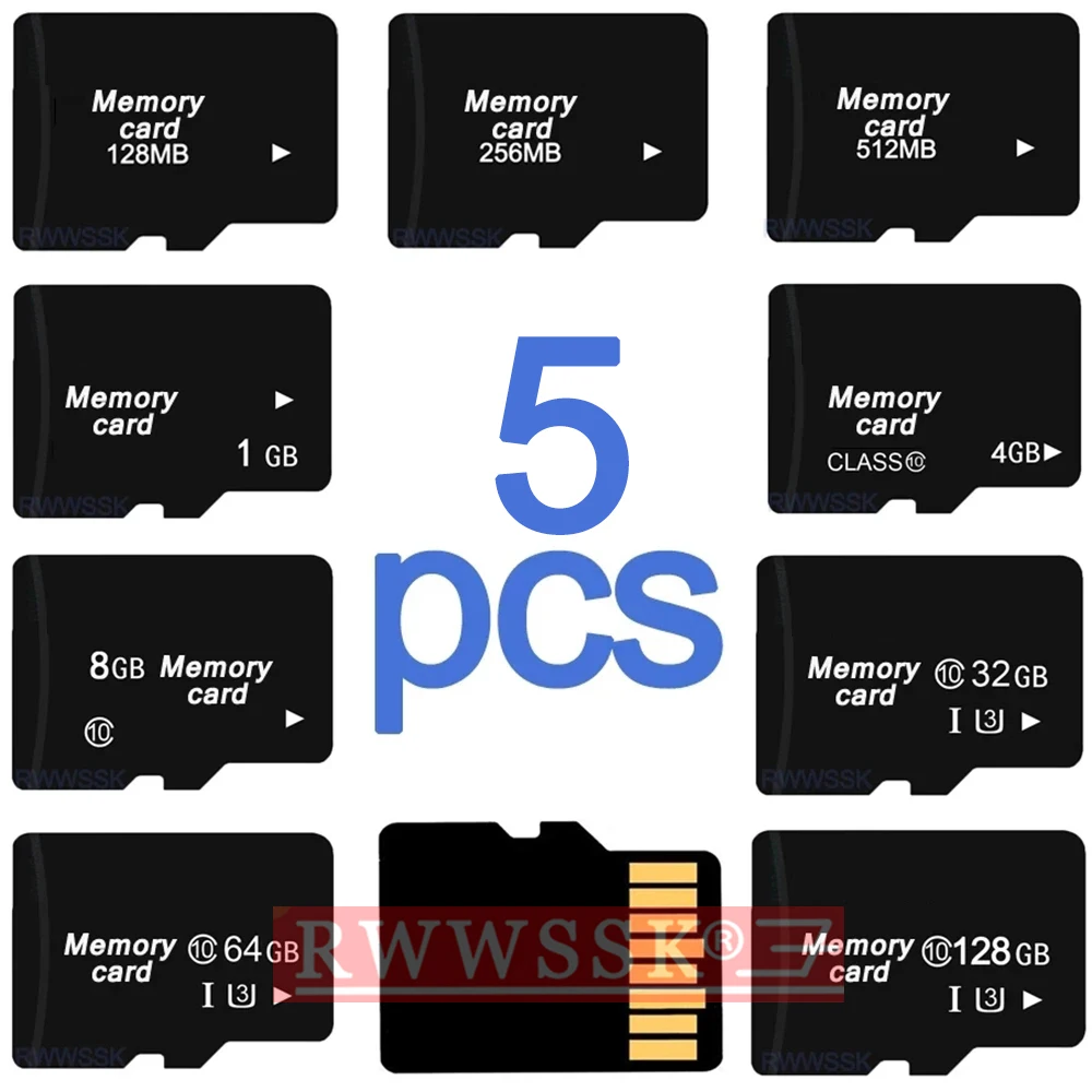 5pcs/Lot Brand New High quality TF Card128MB 256MB 512MB 1GB 2GB 4GB 8GB 16GB 32GB 64GB T Flash Memory card