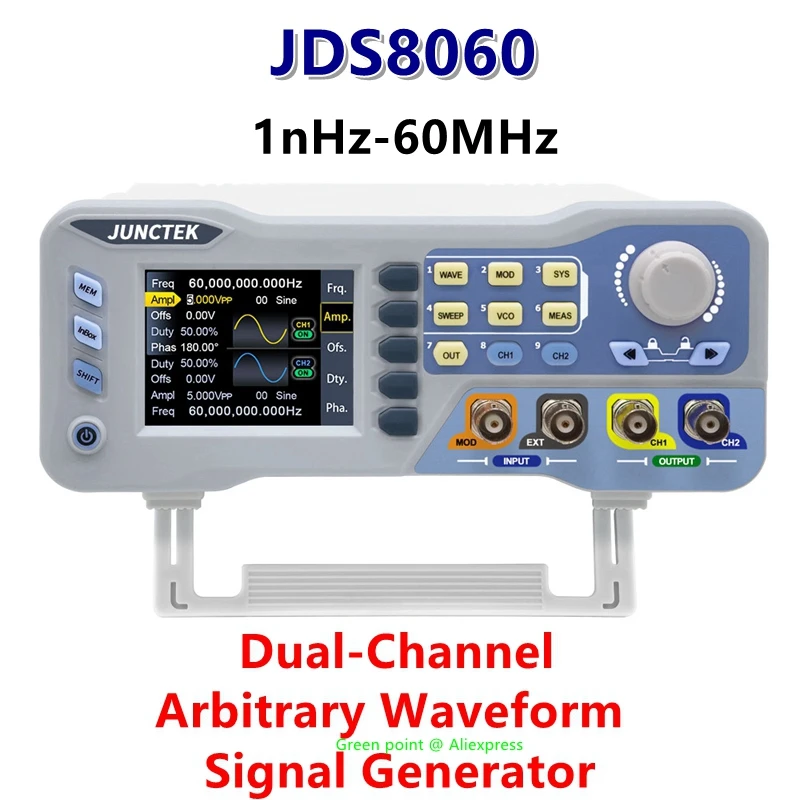 2023 JUNTEK JDS8000 serii JDS8060-60MHZ cyfrowy Generator sygnału sterującego dwukanałowego funkcja/Generator przebiegów dowolnych