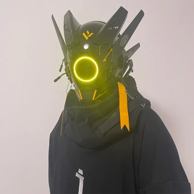 Handmade Diy LED Cyberpunk mask Personized Face Cosplay SCI-FI Helmet Party Toys For Men and Women