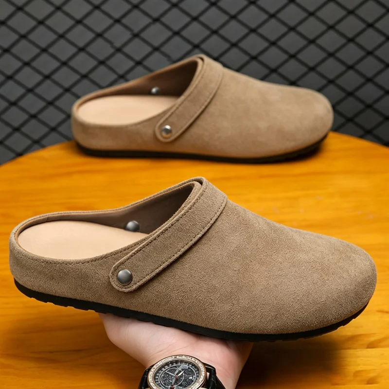 Unisex Outdoor Casual Slip-On Shoes Round Toe Mesh Lining Lightweight Wear-Resistant Men's Large Size Leisure Fashion Sandals