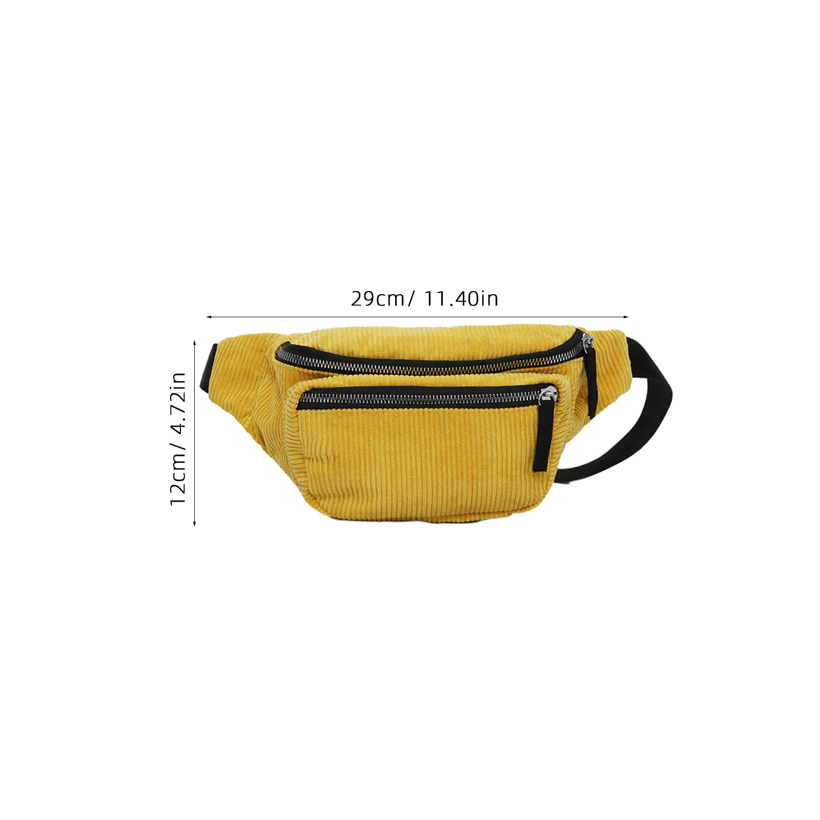 

Yellow Portable Corduroy Waist Bag Lightweight Large Capacity Chest Pack for Traveling Shopping Outdoor Fashion Woman Waist