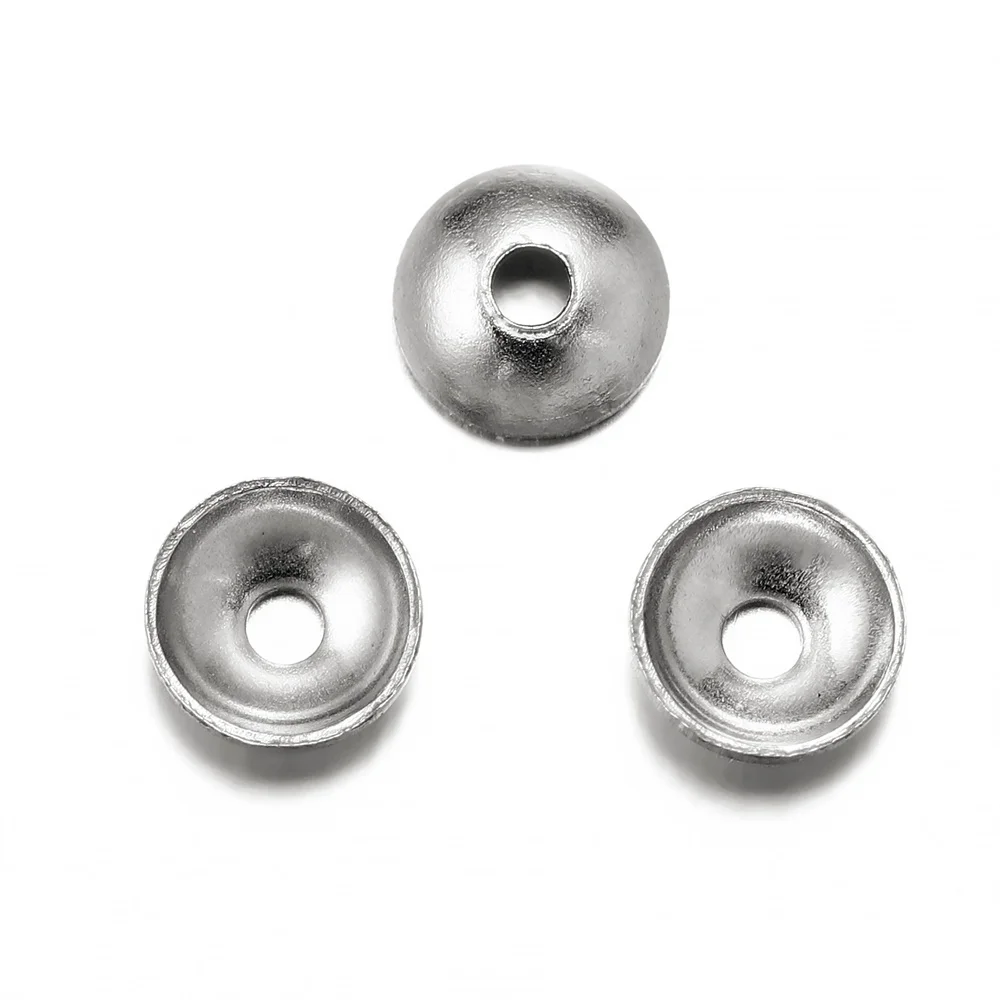 50pcs/lot Stainless Steel 3 4 5 6 8mm Round Bead Caps End Cap Connectors For Necklace Earrings DIY Jewelry Making Supplies