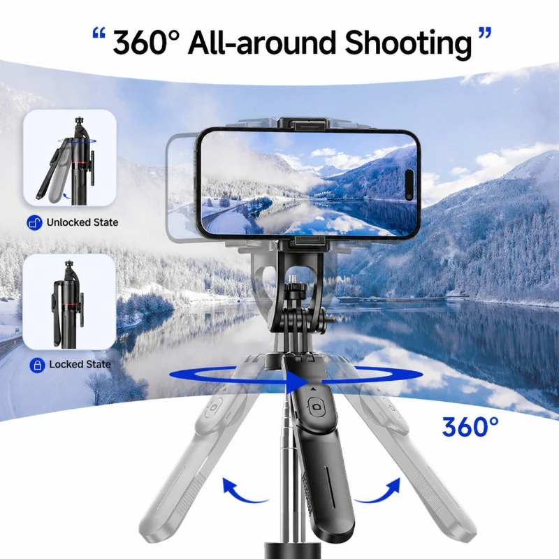 71 Inch Extendable Selfie Stick Tripod with Remote, Phone Holder Compatible with iPhone & GoPro for Video Shooting