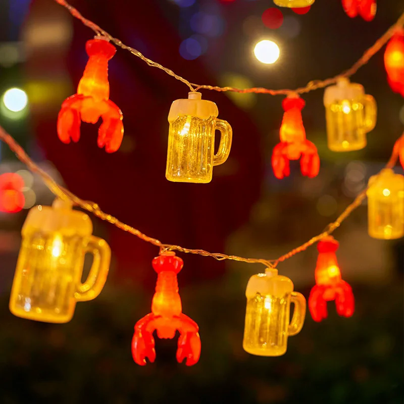 Beer Mug & Lobster String Lights,LED Fairy Lights, Decorative Lights for Summer Party Holiday Camping Home Decorations