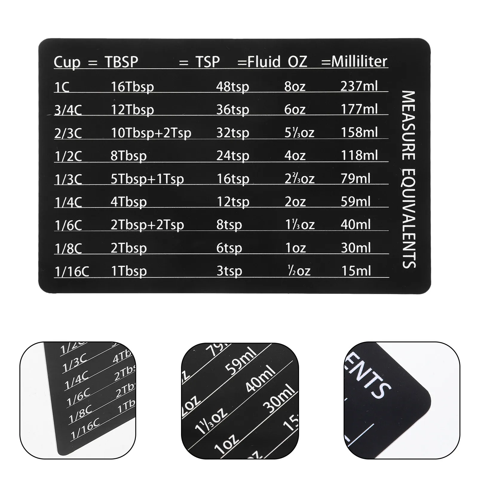 Lightweight Magnetic Measurement Conversion Chart PVC Kitchen Baking Tool Reusable Engraved Fridge Magnet Compact
