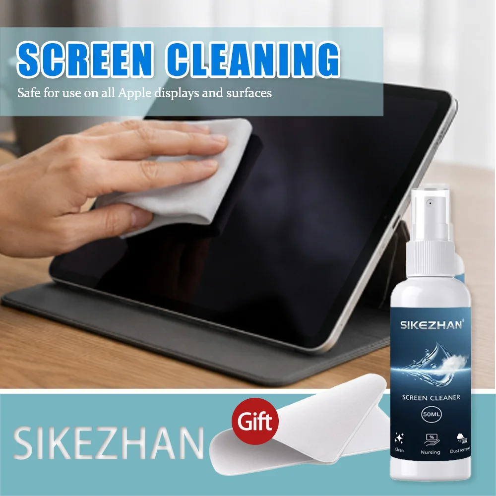 

50ML Screen Cleaner Spray Kit with Microfiber Cloth Streak Free Cleanser for Phone Laptop Tablet TV Monitor Desktop SIKEZHAN