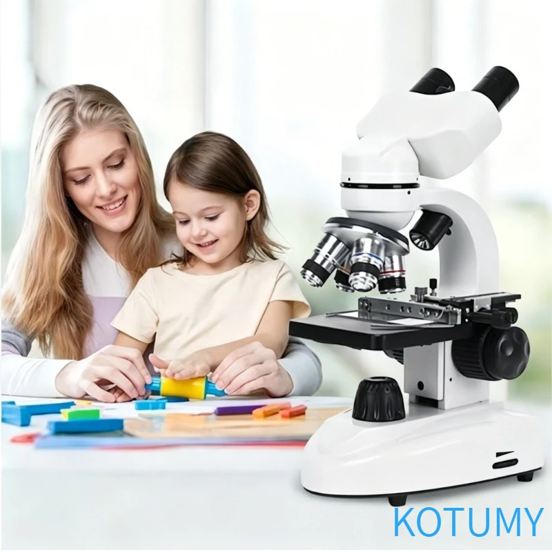 KOTUMY 30000X HD Binocular Biological Microscope 110V/220V Optical Lab Microscope for Student Kids Bacteria Viewing