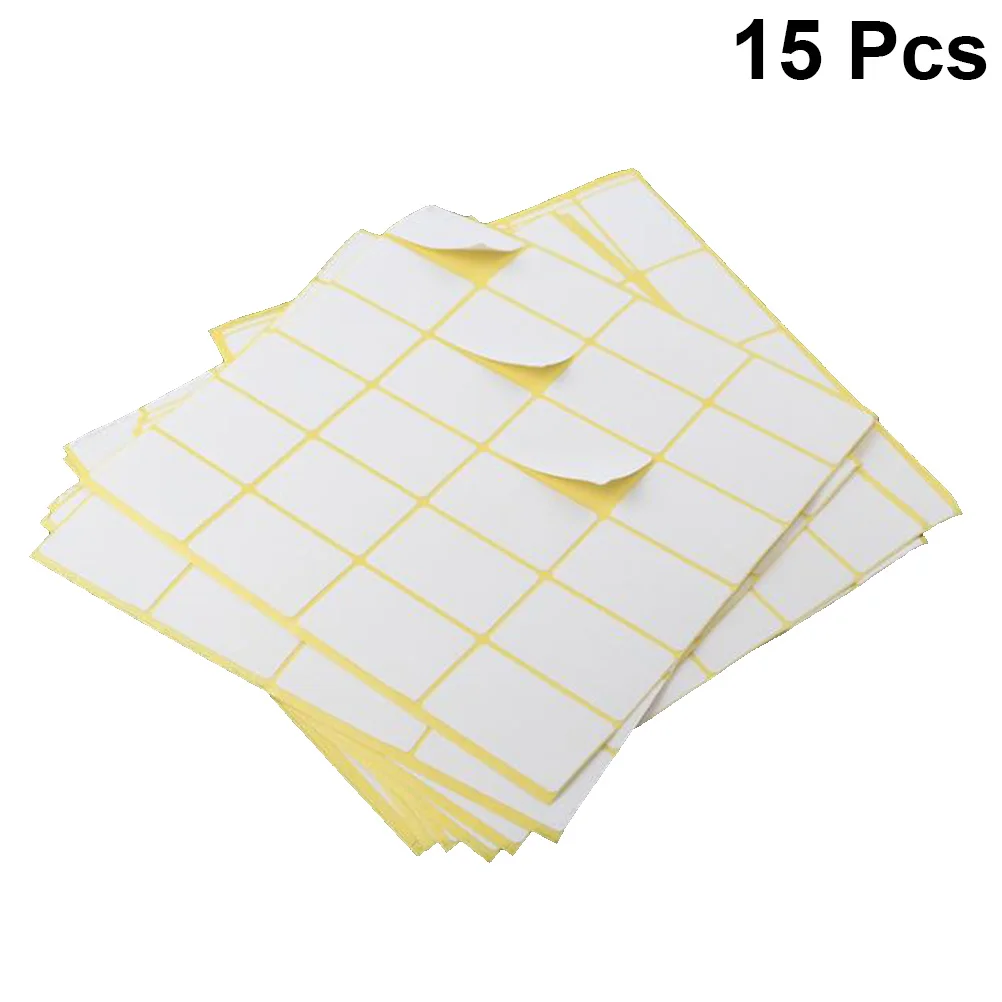 15Pcs Blank Self Adhesive Paper Stickers for Office School Home Organization Label 25x42mm Blank Stickers Paper Label