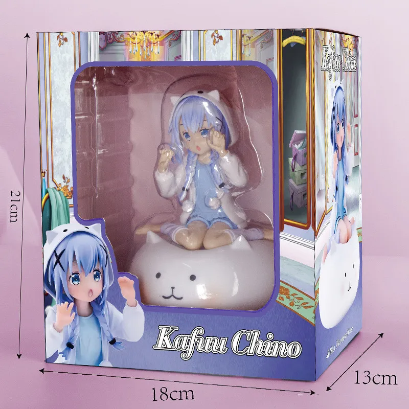 21CM Anime Is The Order A Rabbit Kafuu Chino Hoto Kokoa Anime Model Sitting Pajamas Outfit Toy Gift Collection Action Figure