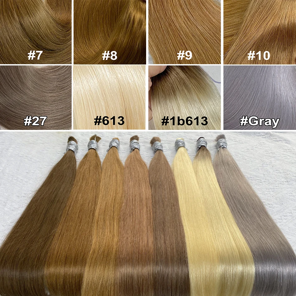 Bulk Hair 100% Real Human Hair Machine Made Virgin Remy Straight Hair Bulk 18-30inch 100g Natural Blonde Hair Extension No Weft