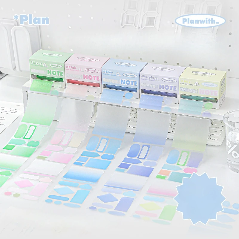 Waterproof Pearlescent Tape Notes INS Sticky Note for Non-Covering Marking Journaling Office Sticky Memo Pad Student Supplies