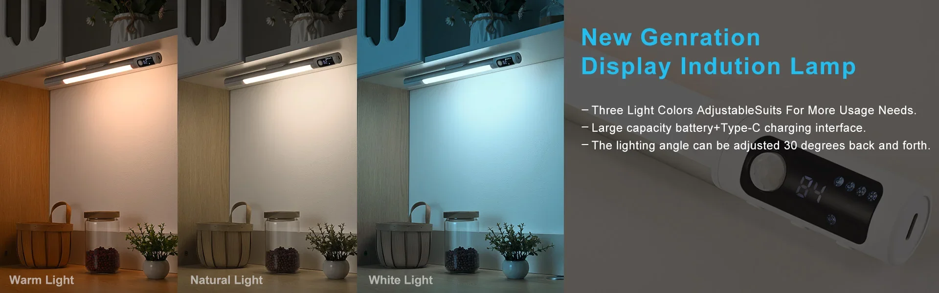 LED Desk Lamp Hanging Magnetic Stepless Dimming LED Night Light USB Rechargeable Bedroom Light Cabinet Closet Reading Night Lamp