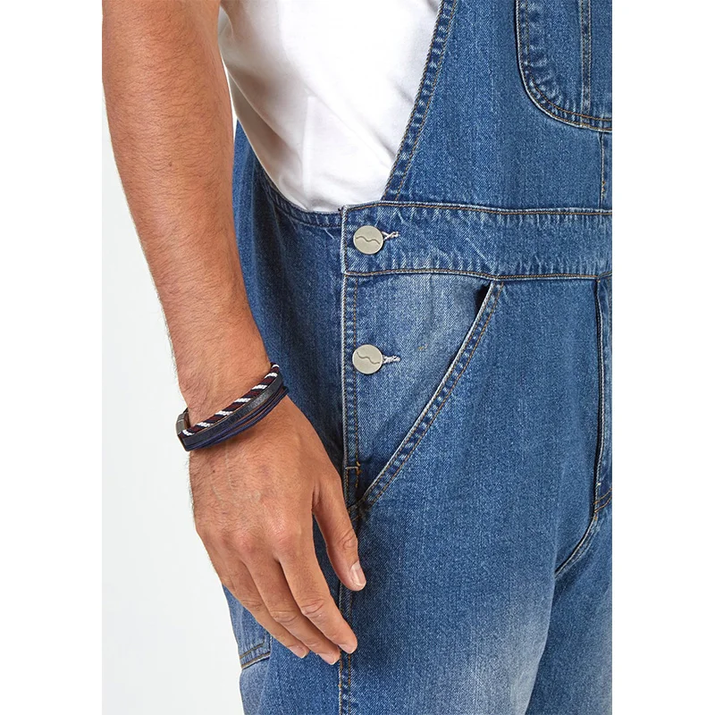 Men Braces Jeans Cargo Pants NEW Denim Overalls Full Length Bibs Solid Color Rompers Casual Jumpsuit