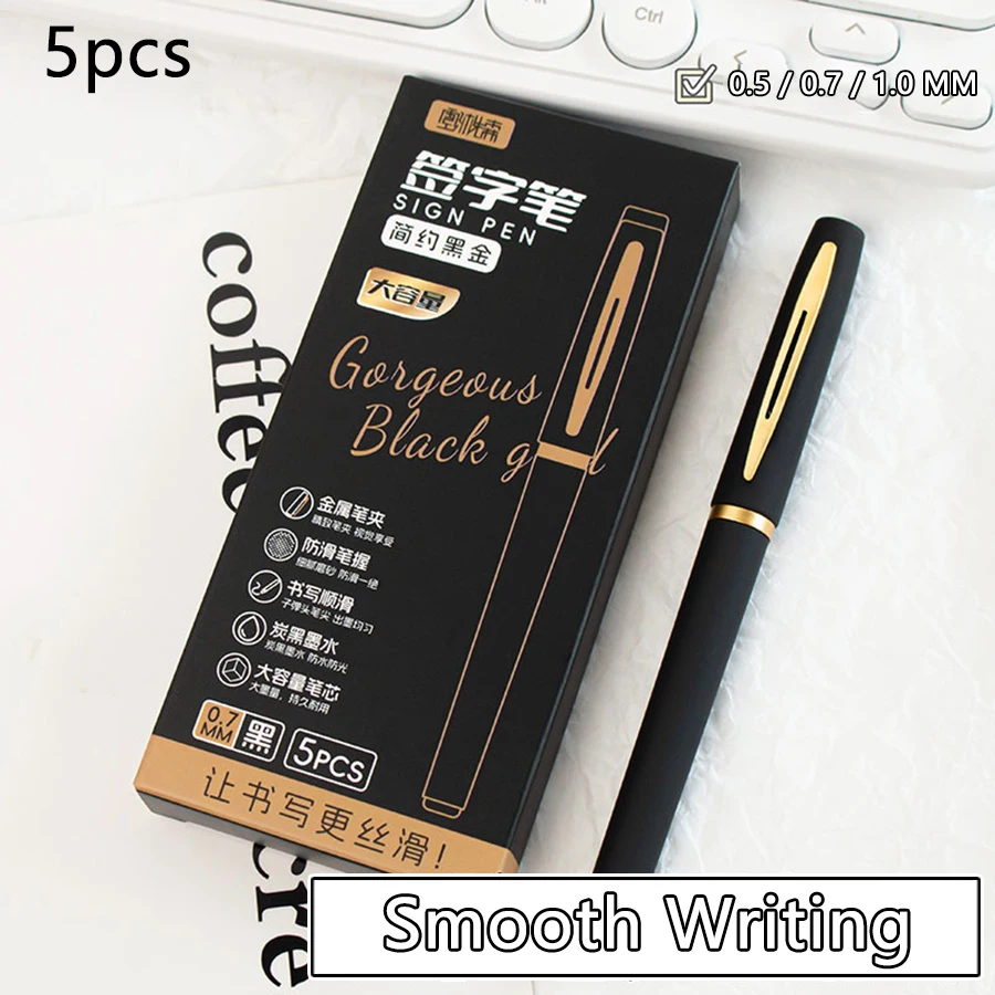 5 Teile/paket Große Kapazität Gel Stift 0,5/0,7/1,0mm Spitze Schwarz Tinte Unterschrift Stift Schreiben Business Büro liefert Schule Schreibwaren – Detail 8