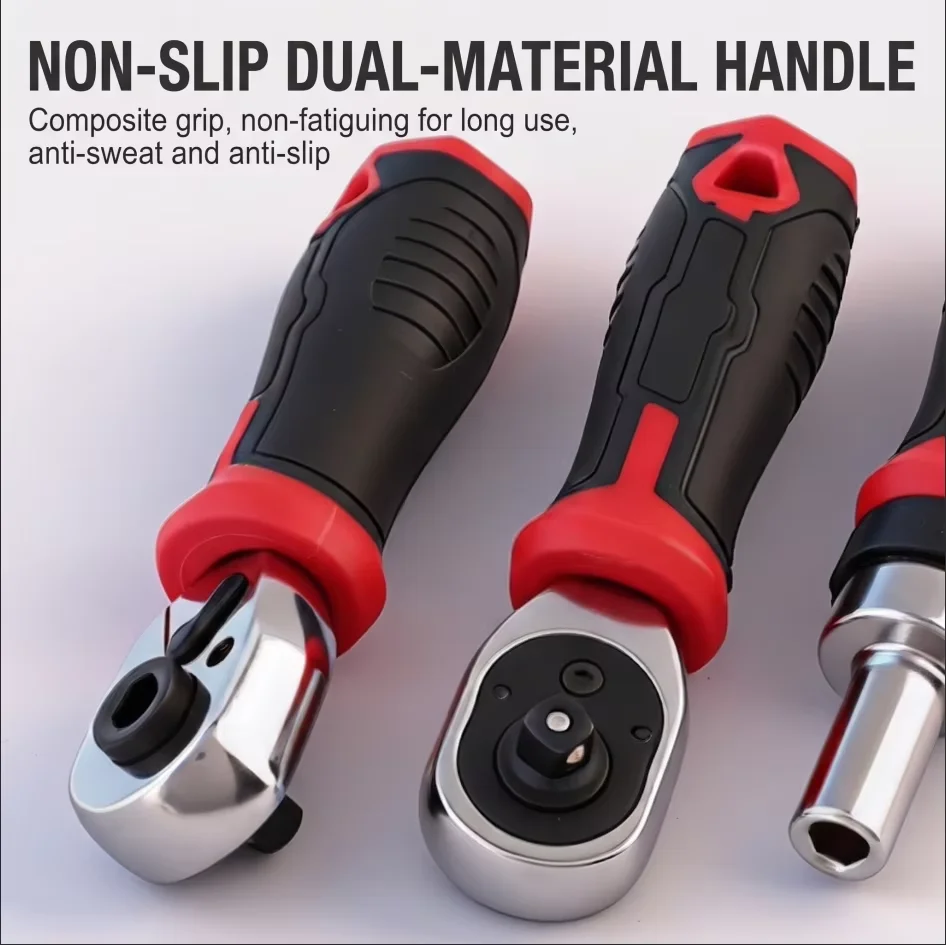 1/4-Zoll Mini-Ratschenschlüssel-Set, 72-Zahn Umkehrbarer Ratschensteckschlüssel, Sechskant-Bit-Schraubendreher, CR-V Handwerkzeuge für Fahrrad- und Autoreparatur, DIY – Detail 4
