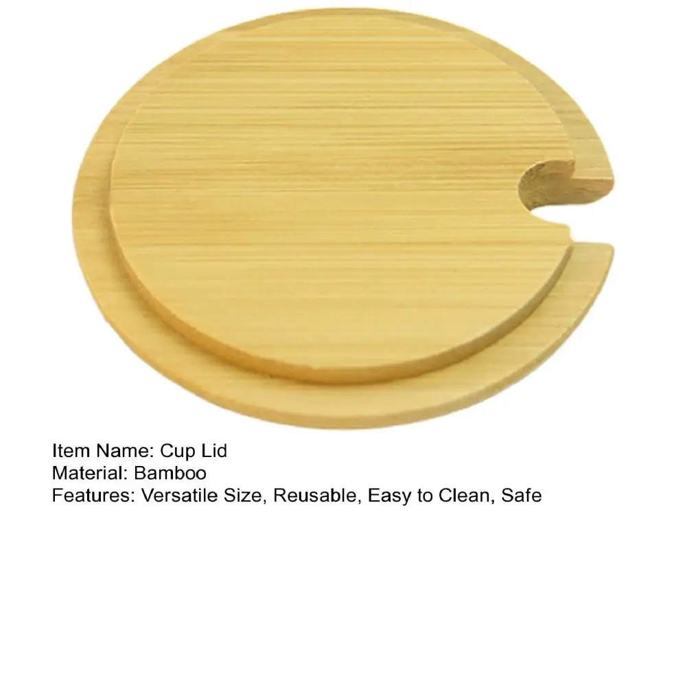Bamboo Cup Lid With Spoon Holes Wooden Cup Cover For Containers Jars Bowls Food-Grade Airtight Wooden Lid Party Drink Accessory