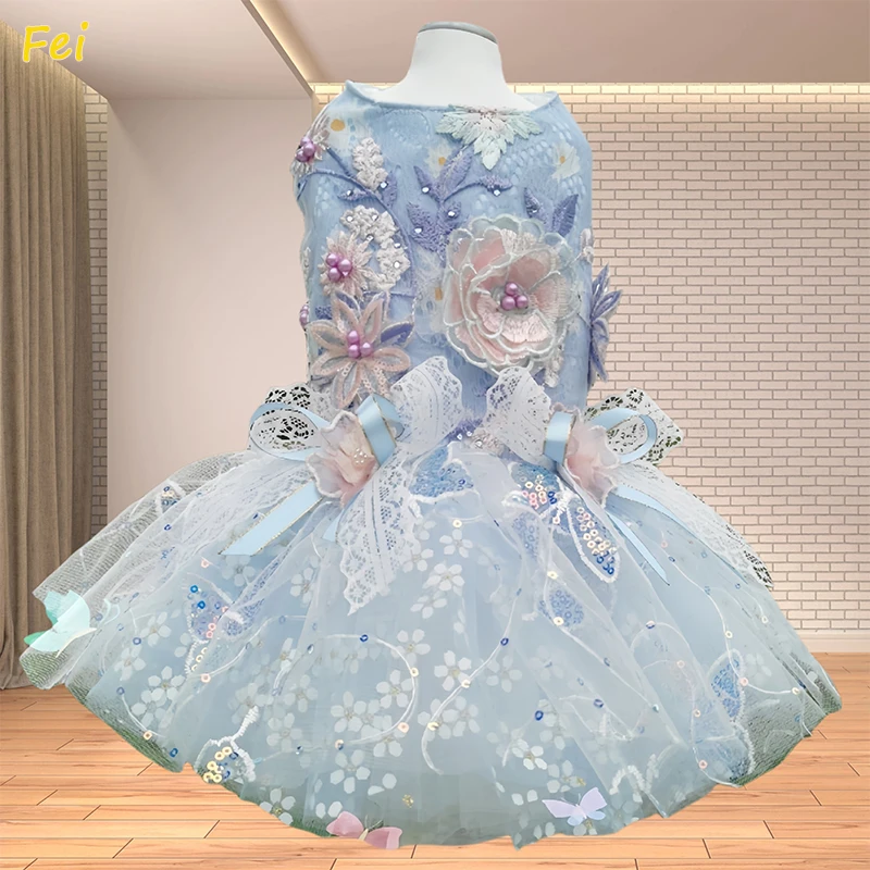 

Luxury Lace & Satin Ball Gown Dress for Small Dogs - Wedding Party Princess Pet Formal Dress, Pomeranian Chihuahua S-XL Size